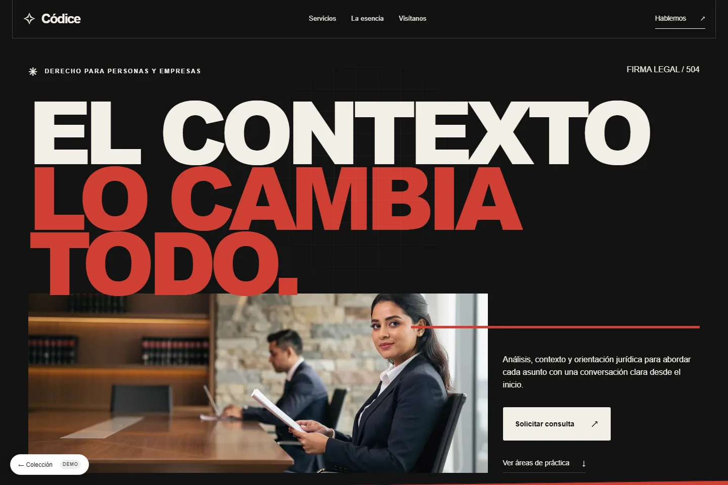 Diseño de sitio web para bufete de abogados: Códice, firma de autor