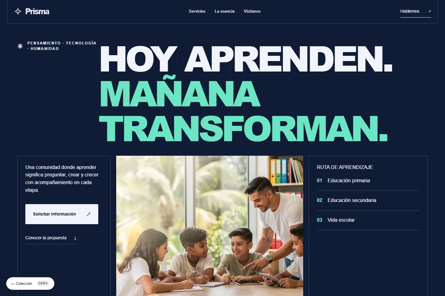 Diseño de sitio web para colegio: Prisma, educación para el futuro
