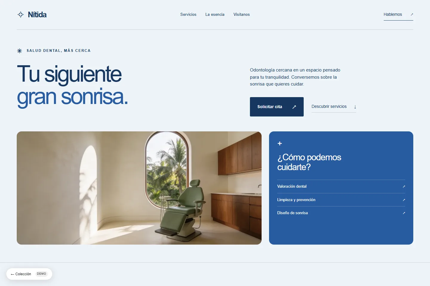 Diseño de sitio web para consultorio dental: Nítida, clínica contemporánea