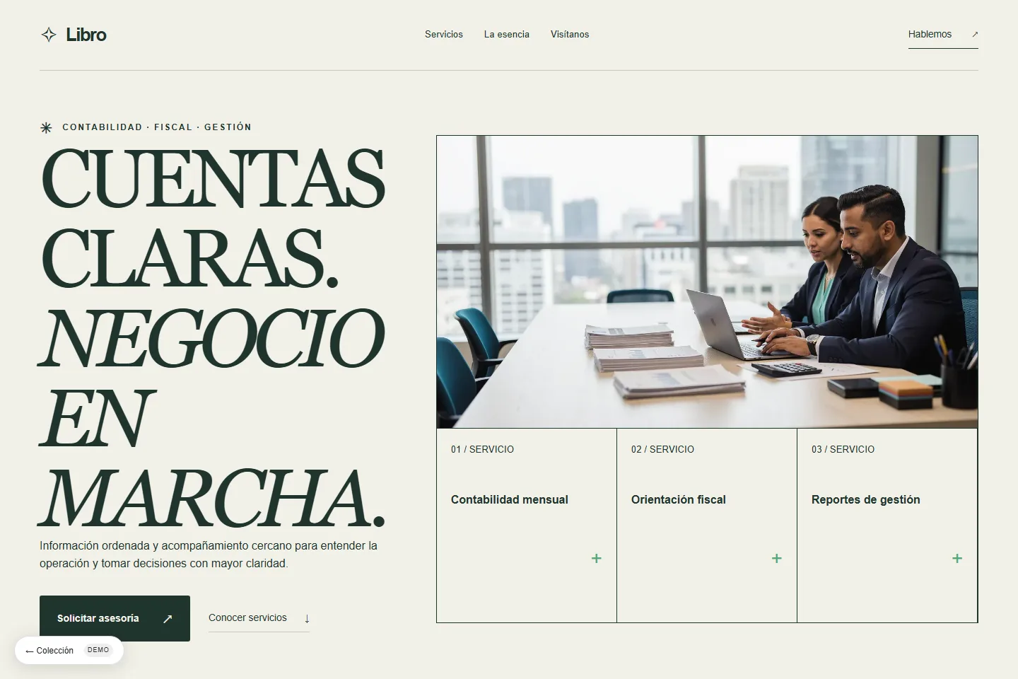 Diseño de sitio web para despacho contable: Libro, contabilidad precisa