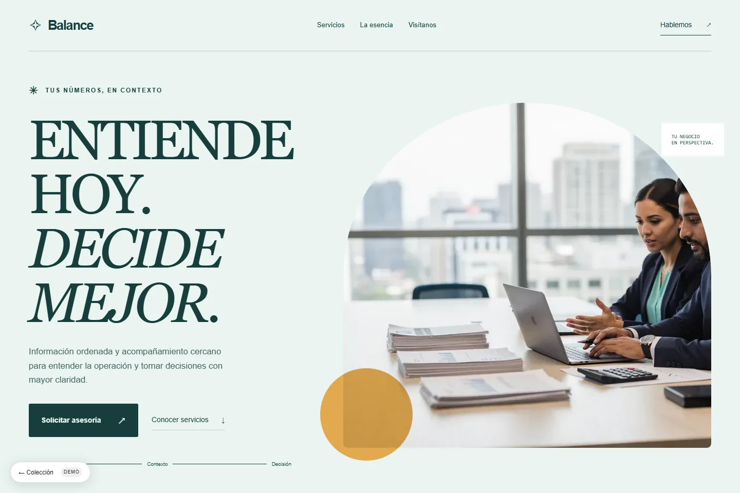 Diseño de sitio web para despacho contable: Balance, asesoría cercana