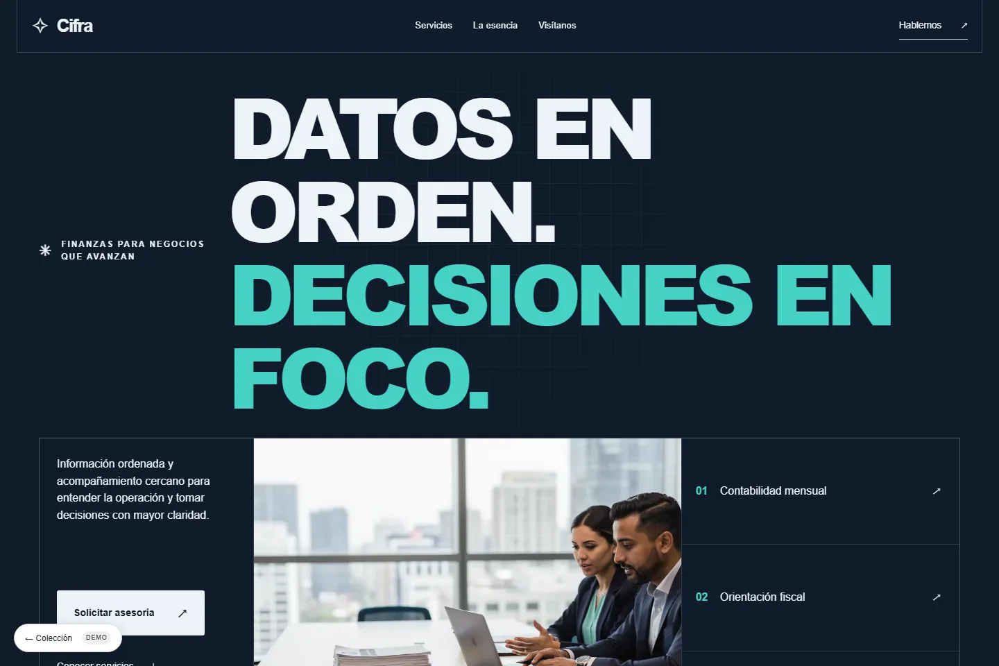Diseño de sitio web para despacho contable: Cifra, control empresarial