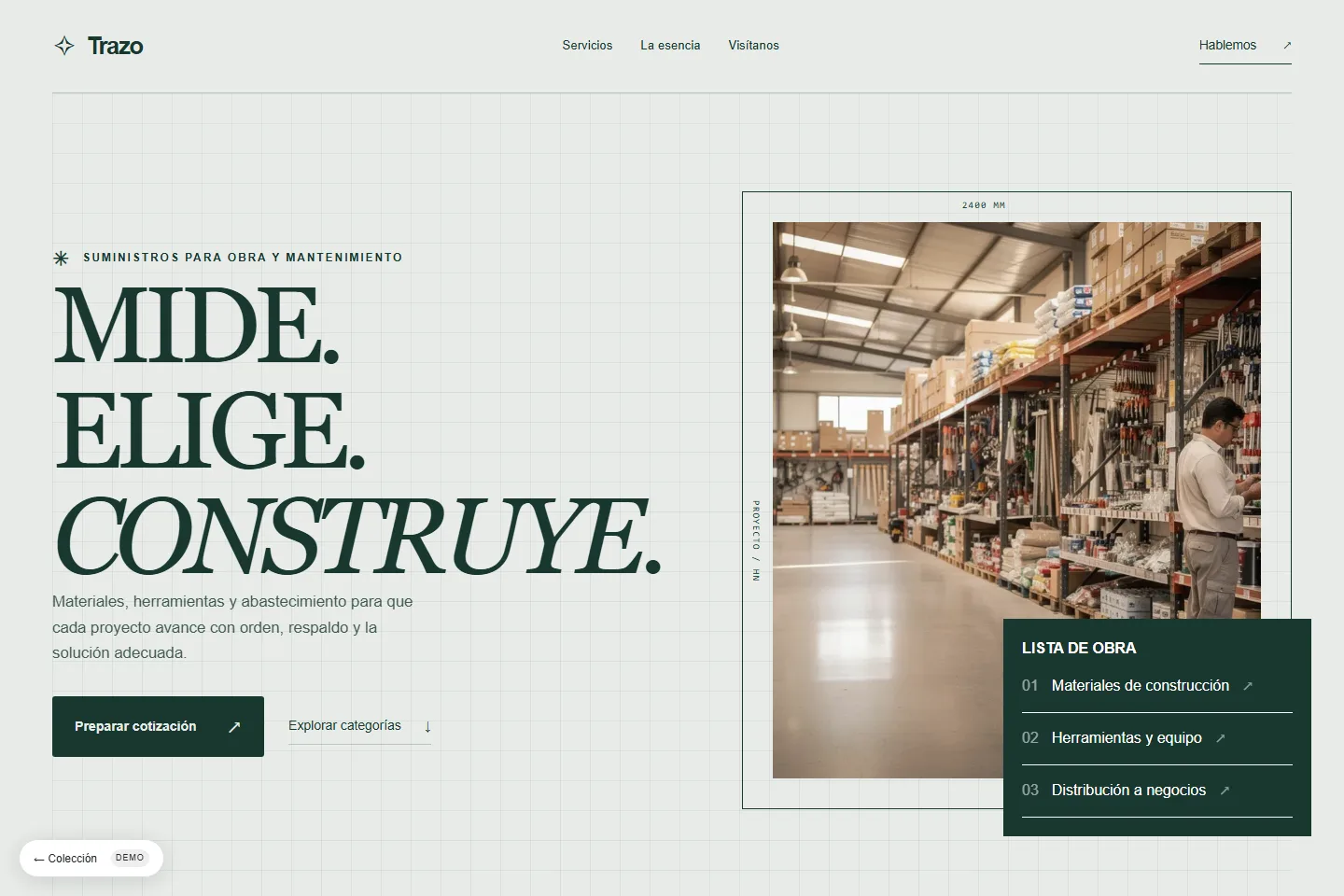 Diseño de sitio web para ferretería y distribuidora: Trazo, catálogo técnico