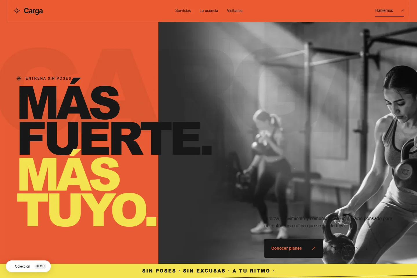 Diseño de sitio web para gimnasio: Carga, strength club