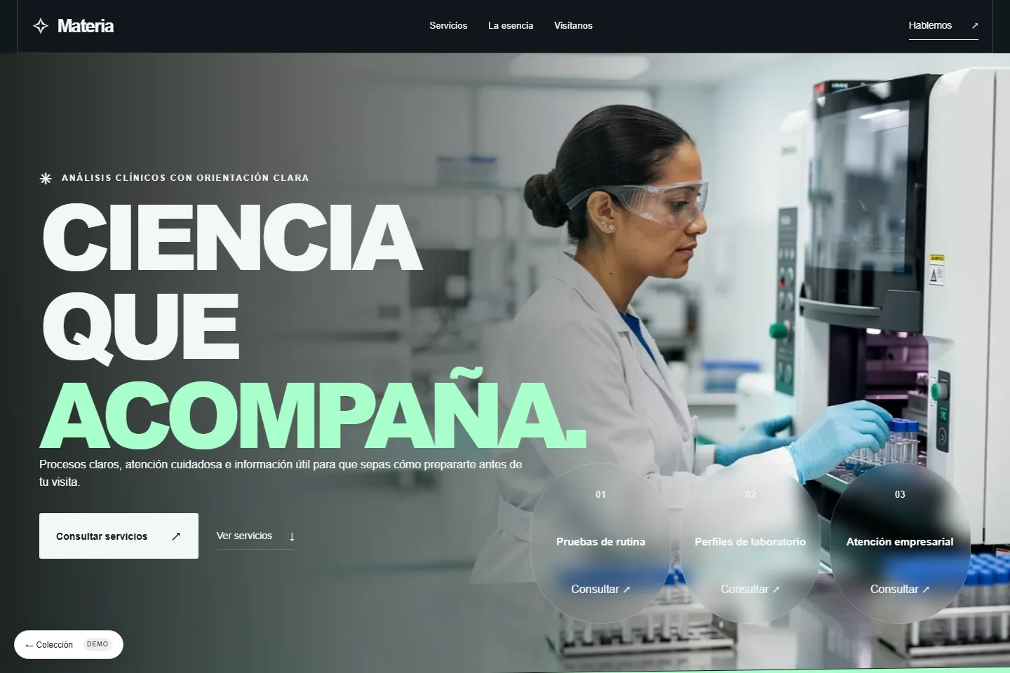 Diseño de sitio web para laboratorio clínico: Materia, ciencia humana