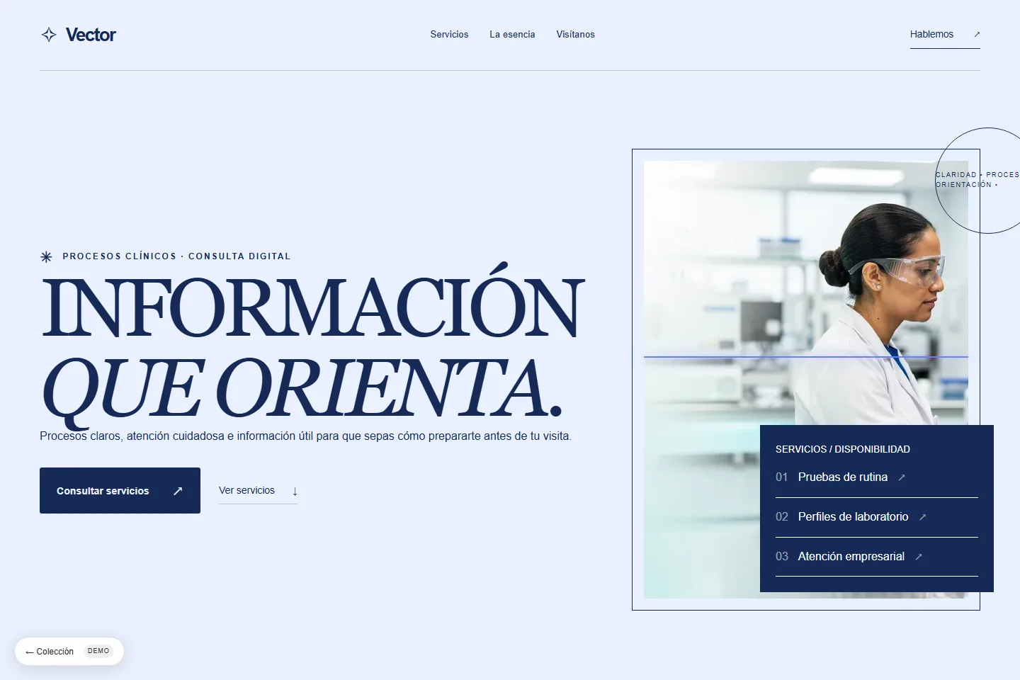 Diseño de sitio web para laboratorio clínico: Vector, diagnóstico conectado