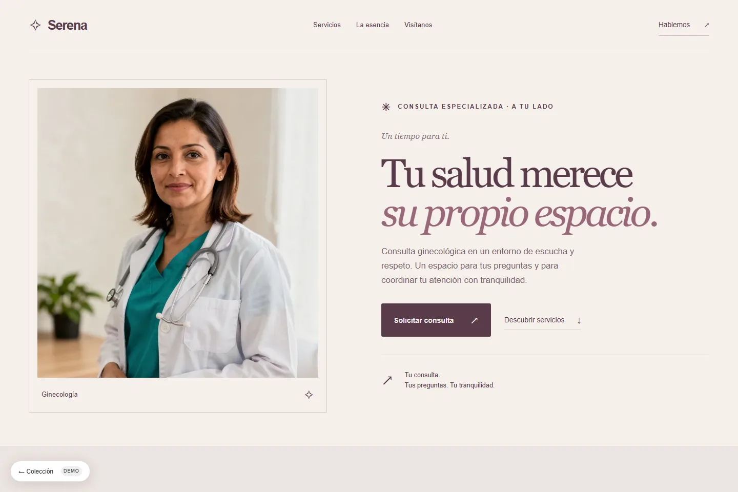Diseño de sitio web para médico: Serena, consulta especializada