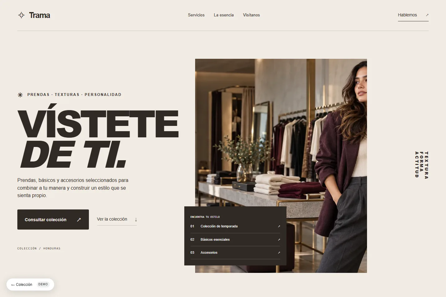 Diseño de sitio web para tienda de ropa: Trama, boutique editorial