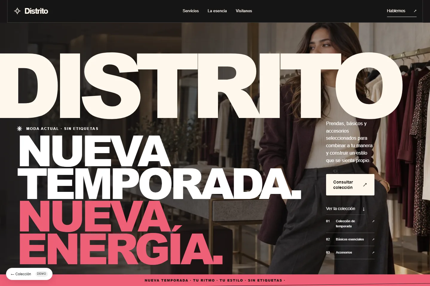 Diseño de sitio web para tienda de ropa: Distrito, moda en movimiento