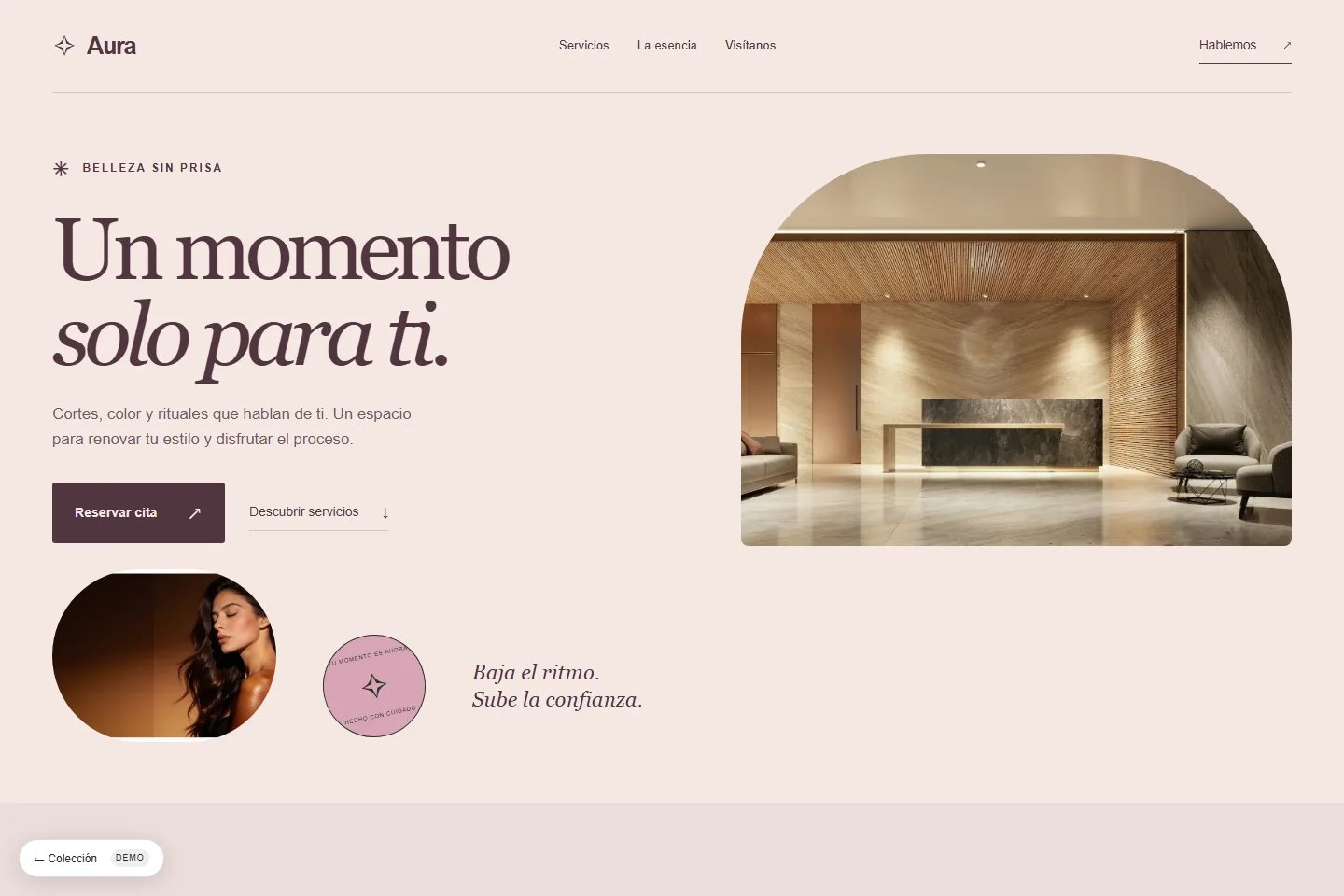 Diseño de sitio web para salón de belleza: Aura, the beauty edit