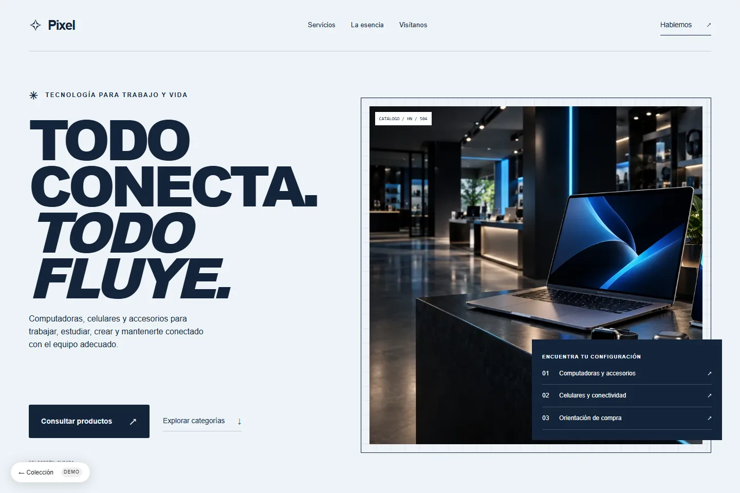Diseño de sitio web para tienda de tecnología: Pixel, catálogo inteligente